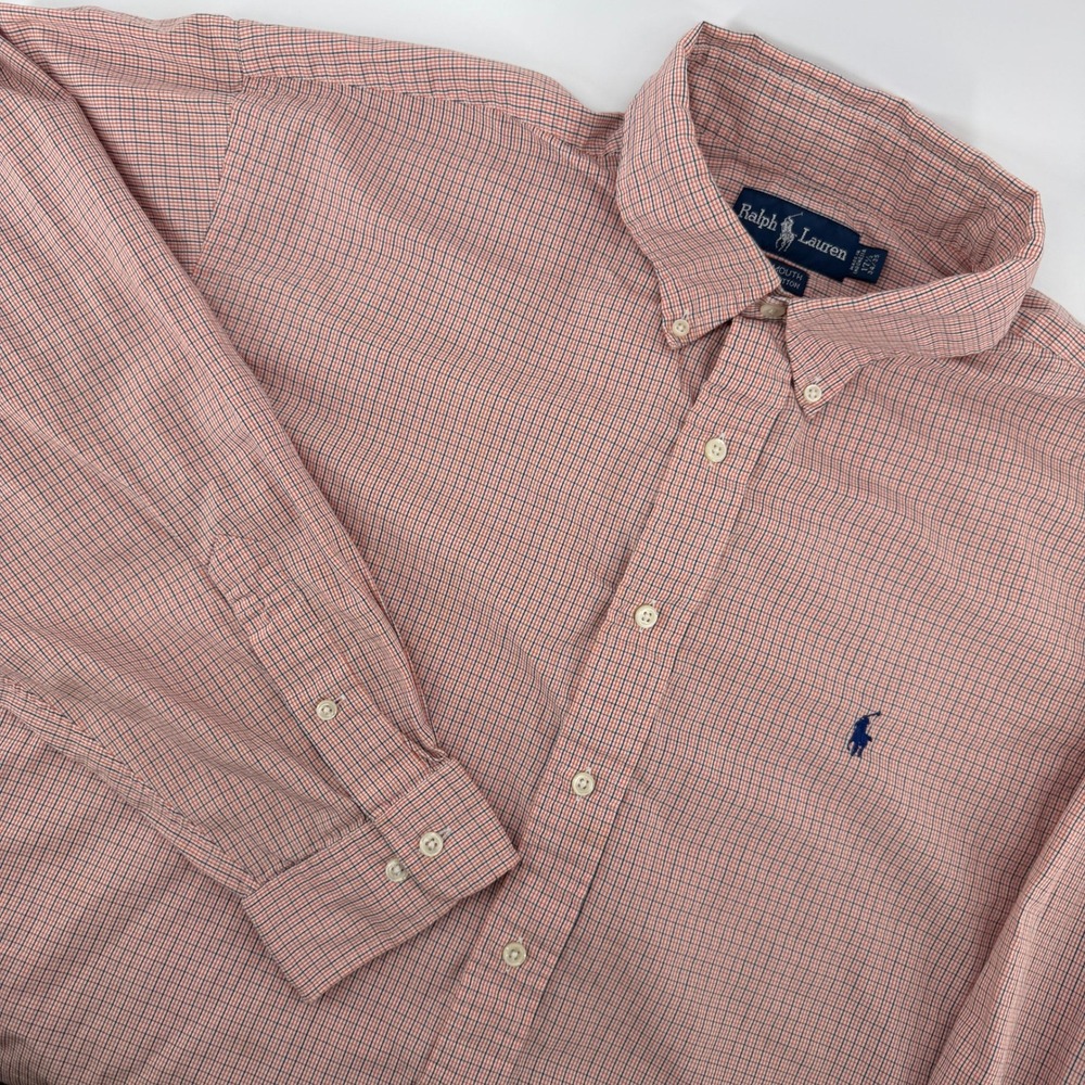 Ralph Lauren Yarmouth Shirt‎ Mens 17.5 34/35 Red Navy Micro Check Button Down